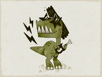 Rock Dino art artwork character character design dino dinosaur handmade illustration music ramones rock t rex