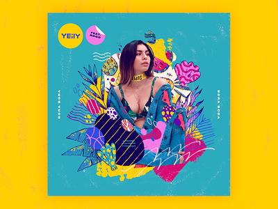 YEiLY — Bora Bora (feat. RDGO) | Single Artwork album album cover artwork branding cover floral illustration latino music musician playlist singer single tropical yeily