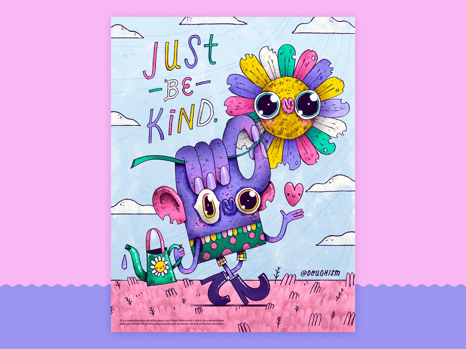 Just Be Kind | Coloring Sheet art artwork character character design children illustration coloring coloring page coloring sheet freebie handmade illustration kindness positivity