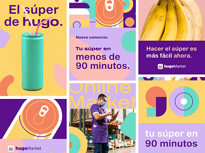 hugoMarket | Posters app branding design groceries grocery app grocery store logo posters superapp supermarket ui ux vector