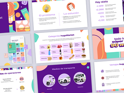 hugoMarket | Sales Deck app branding deck deck design design grocery grocery app grocery store layout pitch deck presentation sales deck superapp supermarket ui ux vector