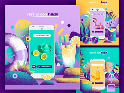 hugoMarket | Summer Campaign app art branding campaign design grocery grocery app illustration summer superapp ui ux vector web