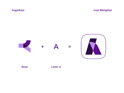 hugoAuto | Icon Metaphor a logo app app icon app icon design design flat icon letter a logo metaphor minimal road superapp transportation transportation app ui ux vector web