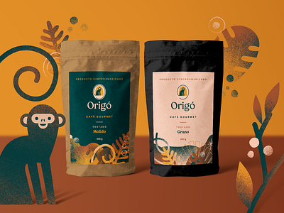 Origó | Packaging branding coffee coffee bag design el salvador floral logo monkey packaging salvadoran tropical ui ux vector