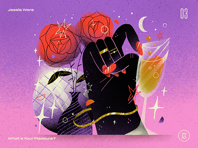 03 | Jessie Ware — What’s Your Pleasure? 10x20 album art artwork champagne composition countdown disco disco ball handmade illustration jessie ware record rose top 10 wine