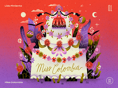 01 | Lido Pimienta — Miss Colombia 10x20 album art cake colombia colombian composition countdown floral flowers handmade illustration latino lido pimienta miss colombia quinceañera record still life top 10 tropical
