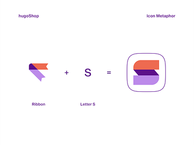 hugoShop | Icon Metaphor app app icon branding design ecommerce ecommerce shop flat hugo icon logo ribbon shop typography ui vector