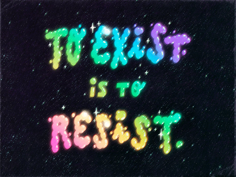 Resist! art artwork design font gay handmade illustration lettering lgbtq pride queer rainbow texture type type design typography