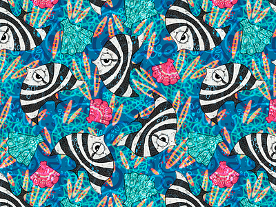 Poisson Fatale — Pattern art fish handmade illustration pattern pattern design surface design swimwear ultraquatic