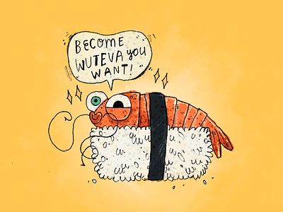 Sushi Advice art character character design handmade illustration shrimp sushi