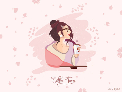Coffee Time adobe illustrator charachter coffee girl illustration picture vector vector artwork