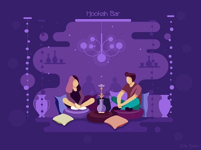 Hookah Bar adobe illustrator charachter flat hookah illustration julypjuxa vector vector artwork