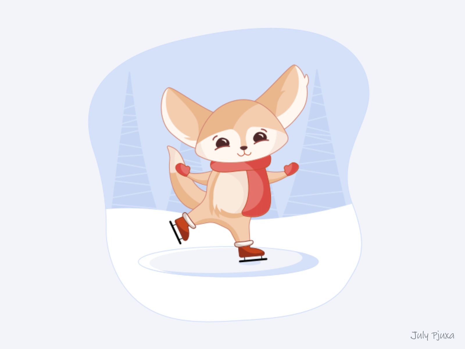 Christmas Fennec Fox: story 0.1 "Funny skates" after effects animation charachter christmas fennec fennec fox illustration julypjuxa vector vector artwork