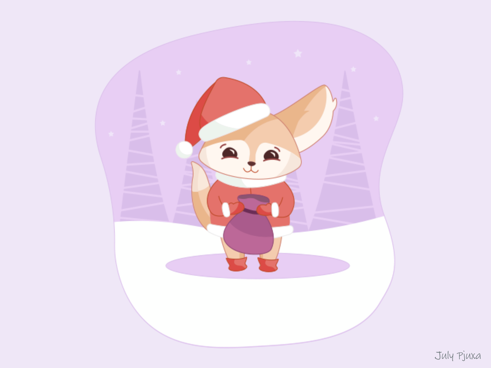 Christmas Fennec Fox: story 0.7 "Little Santa" after effects animation charachter christmas fennec fennec fox julypjuxa vector vector artwork