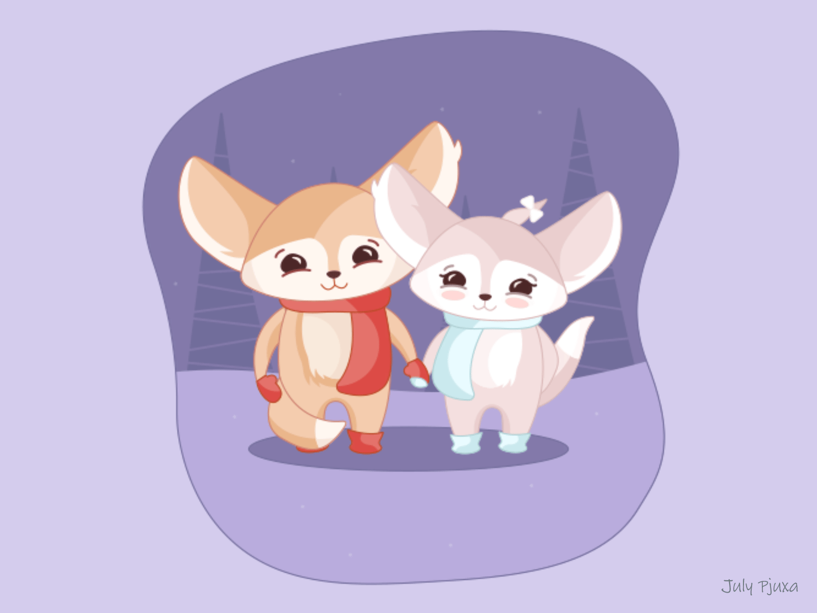 Christmas Fennec Fox: story 0.10 "Happiness" after effects animation charachter christmas fennec fennec fox happiness julypjuxa vector vector artwork