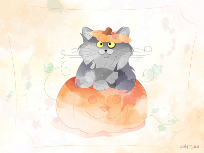 Pumpkin cat 😺🎃 adobe illustrator autumn cat charachter halloween holiday illustration julypjuxa pumpkin vector vector artwork