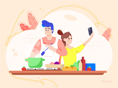 Кулинарный курс 🍲 adobe illustrator charachter cooking flat illustration julypjuxa love valentines day vector vector artwork