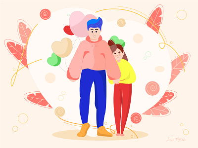 Прогулка 💕 adobe illustrator charachter flat illustration julypjuxa love valentines day vector vector artwork walk