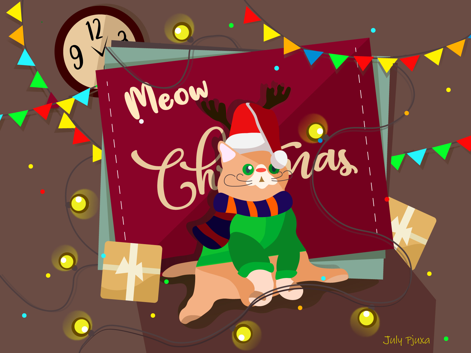 Meow Christmas By July Pjuxa Puchkova On Dribbble