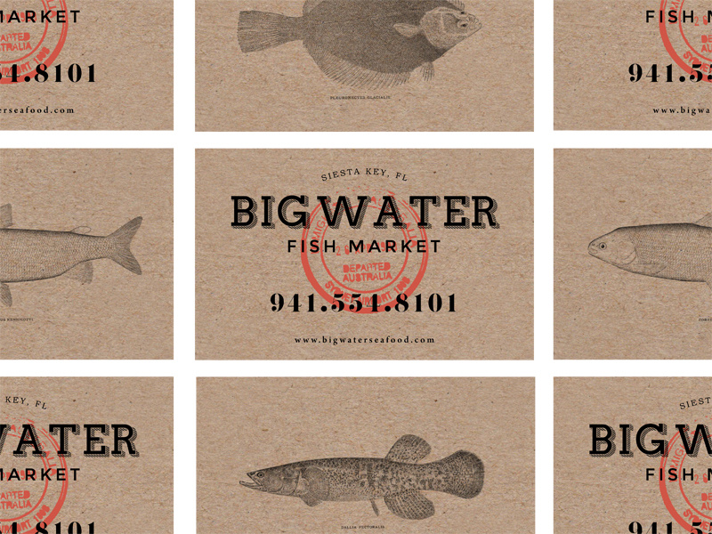 Fish Market logo identity logo design typography craft business cards fish
