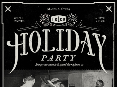 Company Holiday Invite 20s black holiday invit speakeasy vintage white