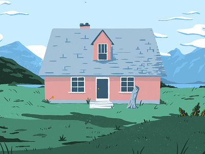 Pink House Illustration illustration mountains procreate spring