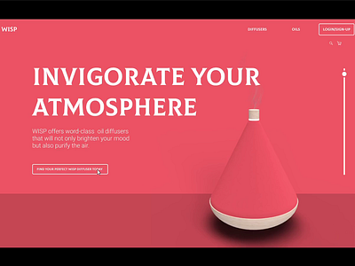 WISP Landing Page adobe dimension diffuser ecommerce figma landing page design landingpage oil diffuser ui ux uxui web design website