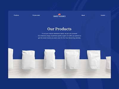 Sweet Source Product Page branding clean design desserts hero section minimal products products page sugar