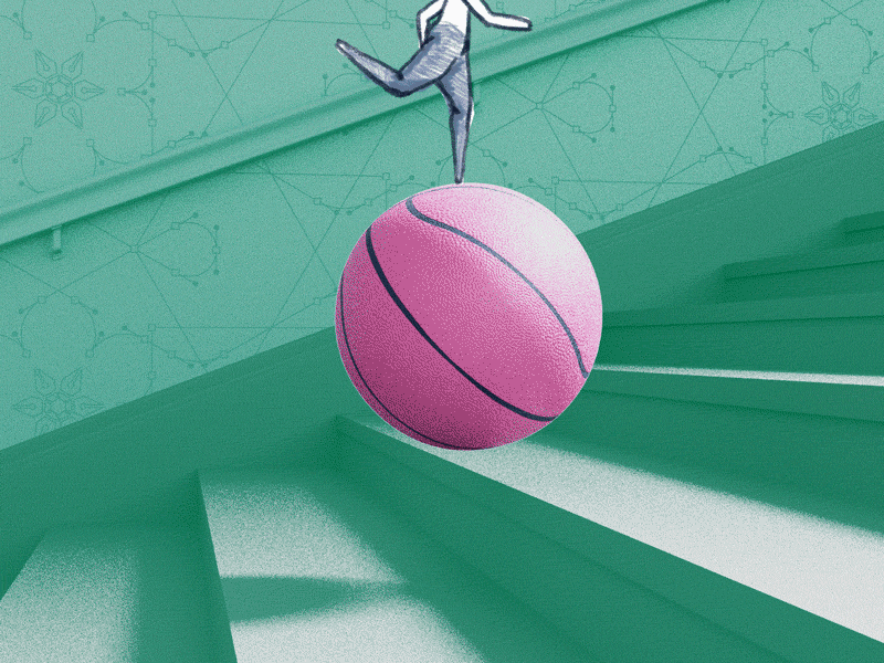 See you at the top, dribbble! animation ball basketball blender debut drawing hand drawn stairs