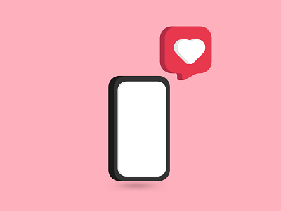 3d illustration smartphone with love icon notification 3d 3d render 3d rendering app chat icon illustration love minimal mobile notification notifications phone simple smartphone text ui ux vector web