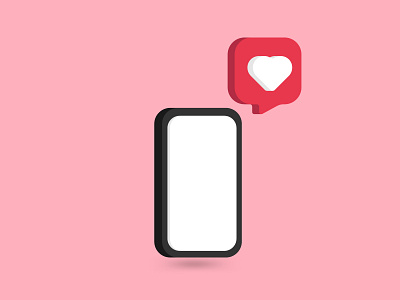 3d illustration smartphone with love icon notification