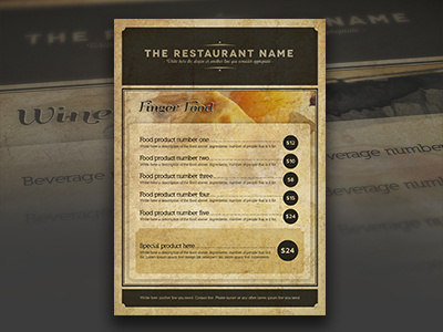 Design Food Menu bar card design food menu pages personal restaurant table template tent