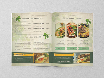 Healthy Food Menu diet food green health healthy indesign leaves menu template vegan vegeterian