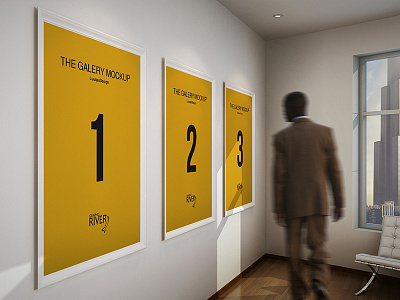 The Gallery Mockup a4 exhibition gallery mock museum photoshop poster presentation psd show smart up