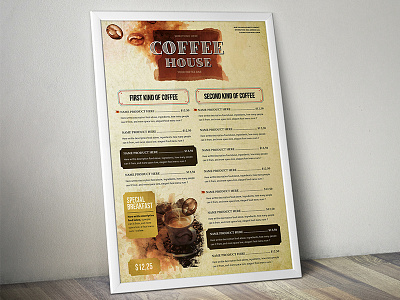 Coffee House Identity bar breakfast coffee graphicriver house identity illustrator morning poster sale tea template