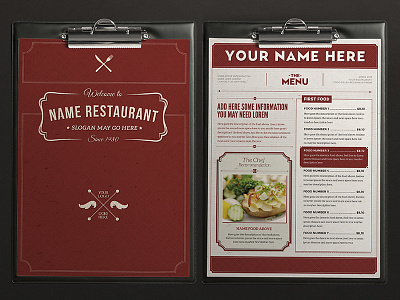 Elegant Food Menu 9 cards food graphicriver illustrator logo menu personal stationery table template tent vector