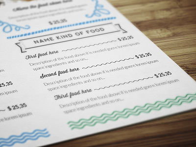 Seafood Menu