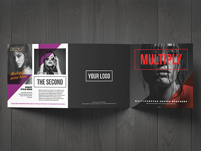 Multiply Square Trifold brochure design digital editorial fashion illustrator modern multiply pdf print square template