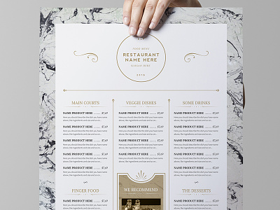 Classy Food Menu 7 Template classy design drink elegant food identity illustrator luuqas marble menu stone template