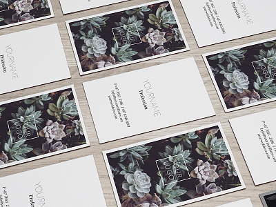 Nature Business Card boho business card hipster illustrator nature personal photoshop plants style template vertical