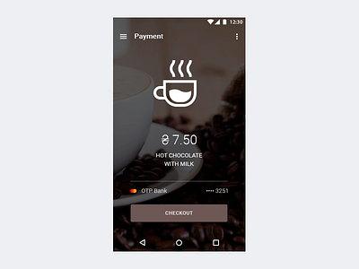 Cashless coffee machine app android app material design