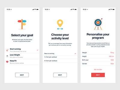 EasyRun app — Onboarding