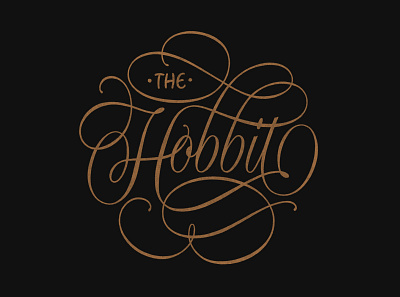 The Hobbit Lettering black book cover book cover design fantasy flourishes gold hand lettering ipad pro lettering procreate script lettering the hobbit