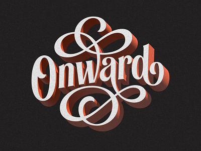 Onward 3d bezier branding custom lettering flourish graphic design hand lettering lettering logo onward orange swash texture type typography vector