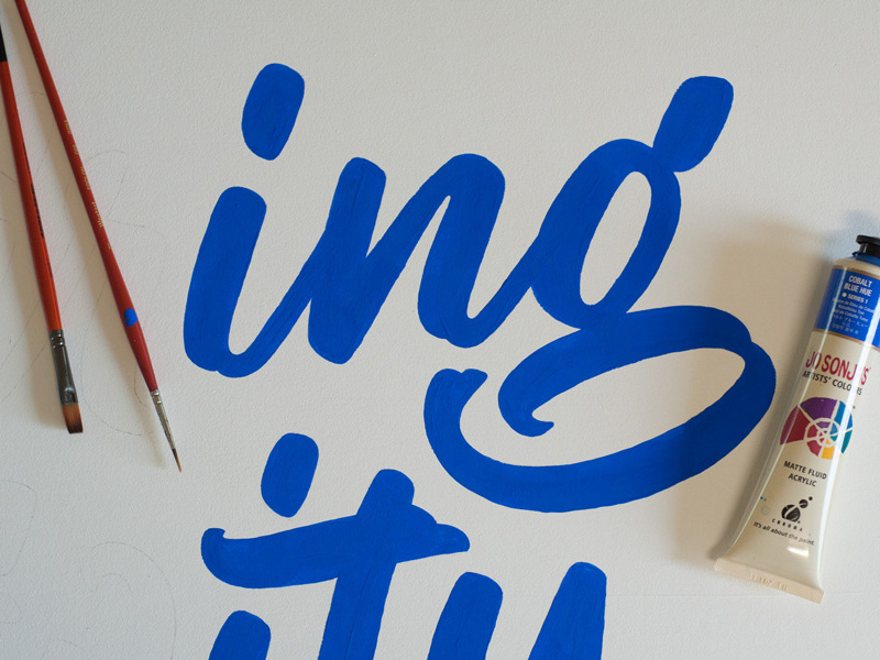 Hand painted lettering mural by Wes Franklin on Dribbble