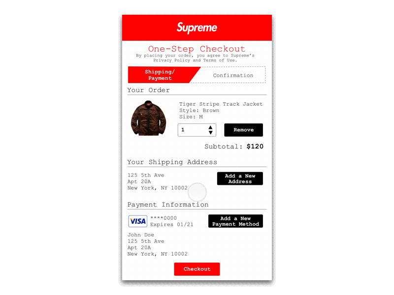 Daily UI 002 Supreme checkout page by Richie Chen on Dribbble