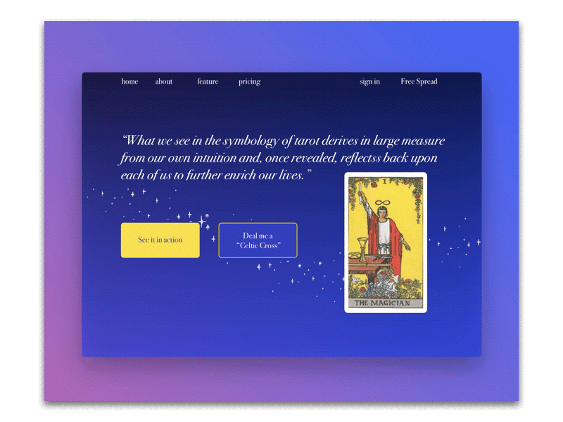 Daily Ui 003 Tarot Reading dailyui landing page tarot