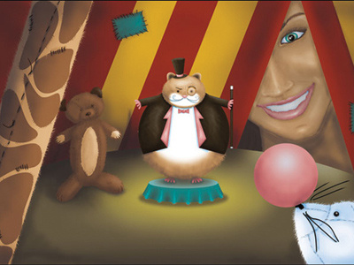 Lord Pinkerton Character Illustration circus fat gentleman hamster illustration imagination leader ring