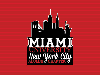 Miami University NYC Alumni Chapter Logo alumni branding chapter city honor logo love miami new nyc red redhawks skyline university york