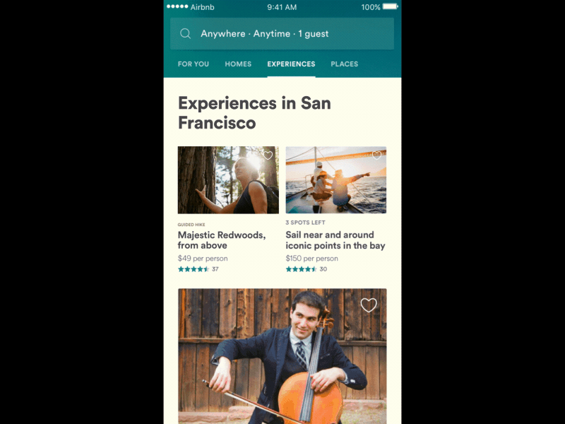 Airbnb page transition ui